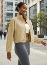 Load image into Gallery viewer, Winter Fleece Cropped Jacket with Stand Collar