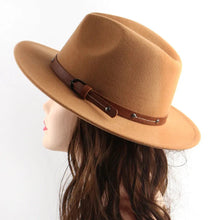 Load image into Gallery viewer, Unisex Wool Fedora – Flat-Brim Felt Hat for Fall & Winter