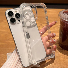 Load image into Gallery viewer, Luxury Shockproof Clear Hard Case For iPhone 14 13 12 11 Pro Max X XR XS 7 8 Plus Soft Silicone Bumper Transparent Cover Drop Protection iphone Protective Case Compatible With iPhone