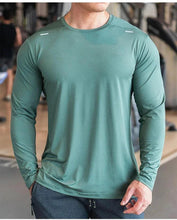 Load image into Gallery viewer, Men's Sports Fitness Long Sleeve Outdoor Badminton Quick Dry Training Shirt Casual Thin Running Top Bodybuilding Sportswear