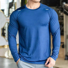 Load image into Gallery viewer, Men's Sports Fitness Long Sleeve Outdoor Badminton Quick Dry Training Shirt Casual Thin Running Top Bodybuilding Sportswear