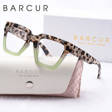 Load image into Gallery viewer, BARCUR Large Fashionable Frame Pink Reading Glasses for Women – Stylish Square Thick Frame Eyewear with Multi-Degree Options for Men & Women – Lightweight Blue Light Blocking Computer Glasses with White Gift Box for Home Office & Study