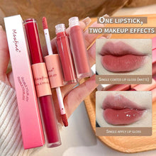 Load image into Gallery viewer, Double End Lip Glaze Full Gloss Mirror And Matte Velvet Long Term Color And Moisture Lip Gloss Anti Stain Cosmetic Lip Glaze