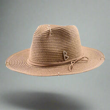 Load image into Gallery viewer, Unisex Metal Letter Straw Panama Hat