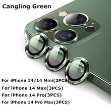 Load image into Gallery viewer, 9H Tempered Glass Camera Cover Screen Protector Metal Ring Decoration Accessories For iPhone 14 13 Pro Max Metal Camera Lens Ring Glass Camera Lens Protectors for iPhone 14 13mini 13pro 14plus 14pro Camera Film