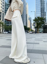 Load image into Gallery viewer, Gray High-Waist Loose Wide-Leg Straight Pants Women