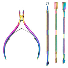 Load image into Gallery viewer, 4 Pcs/Set Professional Stainless Steel Nail Cutter Scissor Nippers Muti Function Cuticle Pusher Remover Nail Care Manicure Kits