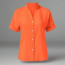 Load image into Gallery viewer, 🧡 Summer Women's Satin V-Neck Short Sleeve Shirt – Elegant Casual Wear