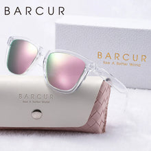 Load image into Gallery viewer, BARCUR Fashion Energetic Polarized Sunglasses for Women – Transparent Lightweight PC Frame Oval UV400 Protection Ladies Holiday Sun Glasses with Stylish Mirror Lens and Elegant White Gift Box – Perfect for Travel Beach & Summer Outings