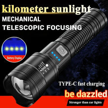 Load image into Gallery viewer, High Strong Power Led Flashlights 2000LM Tactical Torch with Display Light USB Charging Camping Fishing Emergency Zoom Lantern