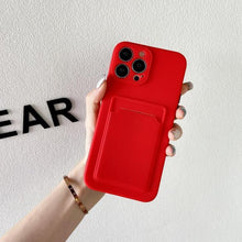 Load image into Gallery viewer, White Luxury Card Holder Phone Case for iPhone 13 12 Pro Wallet Soft Back Cover Shockproof Cute Protective Case for iPhone Cute Case With Card Holder