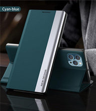 Load image into Gallery viewer, Green Elegant Magnetic Flip Case For iPhone 14 Pro Max 12 13 Mini Luxury Wallet Stand Cover Phone Magnetic Thin Slim Flip Leather Magnetic Closure Case Cover For iphone