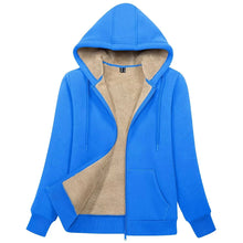 Load image into Gallery viewer, Sherpa-Lined Fleece Zip-Up Hoodie Jacket Women