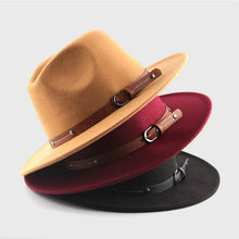 Load image into Gallery viewer, Unisex Wool Fedora – Flat-Brim Felt Hat for Fall & Winter
