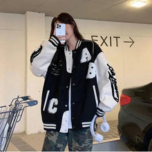 Load image into Gallery viewer, Y2K Oversized Lamb-Wool Bomber Jacket Women