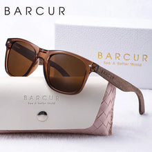 Load image into Gallery viewer, BARCUR Natural Wood Polarized PC Oval Women’s Sunglasses Dark Luxury Texture Wooden Mirror Legs UVA/UVB Protection Stylish Fashion Women's Sunglasses for Summer