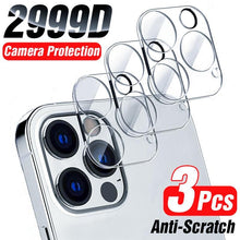 Load image into Gallery viewer, 3pcs Camera Glass For Iphone 13 12 11 Pro Max Lens Protector Iphone 13 12 11 Mini Xs Max 8 7 6 6s Plus X Xr Se 2020 Glass Ultra Thin Transparent Camera Lens Cover Black Ring HD Clear Scratch Resistant