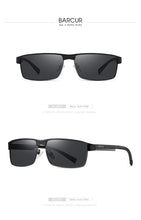 Load image into Gallery viewer, BARCUR Sunglasses Men’s Original Rectangle Fashionable Business Sunglasses – Polarized UV400 Protection for Driving Hiking Sports and Casual Wear – Trendy Fashion Shades Oculos De Sol with Anti-Reflective TAC Lenses