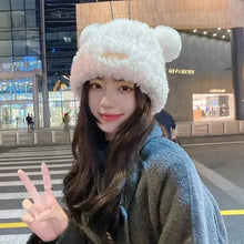 Load image into Gallery viewer, Letter Bear Ears Knitted Woolen Hat – Cute Cat-Ears Beanie for Women