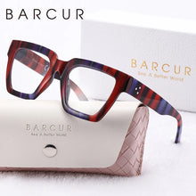 Load image into Gallery viewer, BARCUR Large Fashionable Frame Pink Reading Glasses for Women – Stylish Square Thick Frame Eyewear with Multi-Degree Options for Men & Women – Lightweight Blue Light Blocking Computer Glasses with White Gift Box for Home Office & Study