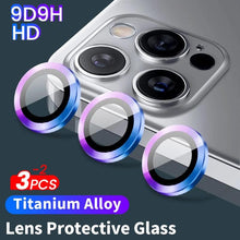 Load image into Gallery viewer, HD Camera Lens Protector 9H Hardness Anti-Scratch Camera Protector For iPhone 13 14 12 Pro Max Titanium Alloy Camera Protector for iPhone 12 13 Mini Camera Protector Lens Protection Glass Suit