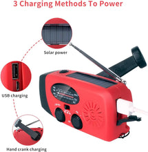 Load image into Gallery viewer, 2000mAh Emergency Crank Weather Radio with LED Flashlight, Alertsync Portable AM/FM/NOAA Solar Radio with Phone Charger, SOS Ala