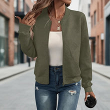 Load image into Gallery viewer, Women’s Solid-Color Zipper Stand-Collar Jacket