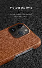 Load image into Gallery viewer, Genuine Leather Phone Case for iPhone 13 14 Pro Max 12 Mini 12 Pro Max Back Cover Neon Orange Silicone Phone Cover Wireless Charging Compatible Shockproof Protective Case for iPhone