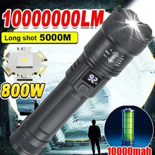 Load image into Gallery viewer, High Strong Power Led Flashlights 2000LM Tactical Torch with Display Light USB Charging Camping Fishing Emergency Zoom Lantern