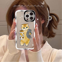 Load image into Gallery viewer, Cute Cat Phone Case for iPhone 11 12 13 Mini Pro Max 14 Pro Max Case shell Blank Printable Phone Case for Soft Rubber Cool Polish Phone Case