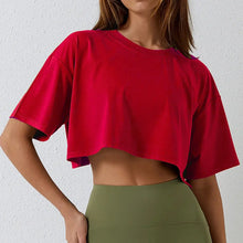 Load image into Gallery viewer, New Sport T-Shirt: Loose Cotton Crop Top for Dance & Gym