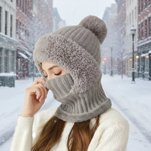 Load image into Gallery viewer, Winter Lined Knit Hat with Earflap & Hooded Neck Gaiter