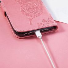 Load image into Gallery viewer, Luxury Pink Butterfly Flower Wallet Flip Case For iPhone 14 Pro Max 13 12 Classic Simple Leather Wallet Case with Card Holder Kickstand Wrist Strap Flip Cover for iPhone
