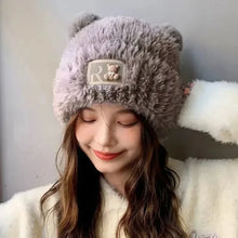 Load image into Gallery viewer, Letter Bear Ears Knitted Woolen Hat – Cute Cat-Ears Beanie for Women