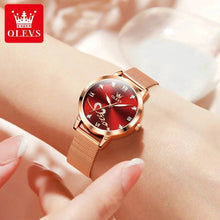 Load image into Gallery viewer, OLEVS Luxury Fashion Ladies' Watches Rose Gold Top Brand Original Quartz Watch for Women Stainless Steel Mesh Strap Love Dial