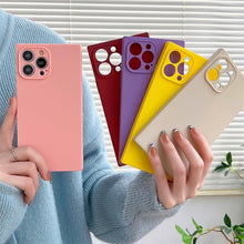 Load image into Gallery viewer, Fashion Candy Color Square Soft Silicone Phone Case For iPhone 13 11 12 Pro Max Bumper Shockproof Cover Square Silicone Camera Case Ultra Thin Lightweight Silky Soft Case Compatible with iPhone