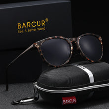 Load image into Gallery viewer, BARCUR Retro Circular Polarized Sunglasses for Women – Fashion Travel UV400 Protection TAC Lens – Durable Comfortable Plastic Titanium Frame Stylish Summer Eyewear – Trendy Mirror Lens Gift Box Included