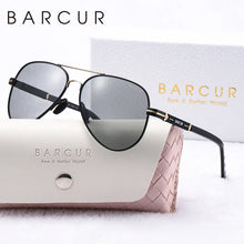 Load image into Gallery viewer, BARCUR Oversize Polarized Sunglasses for Women Trendy Double Beam Design Metal Elliptical Frame with UV400 Protection Fashionable Sun Glasses for Summer Outdoor & Daily Wear