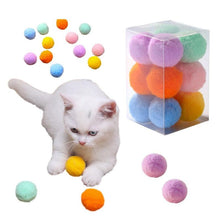 Load image into Gallery viewer, 12Pcs/lot Funny Cat Toys Stretch Plush Ball Toys for Cats Colorful Interactive Cat Pom Pom Kitten Toy Pet Supplies Plush Balls for Training and Kitten Play