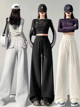 Load image into Gallery viewer, Gray High-Waist Loose Wide-Leg Straight Pants Women