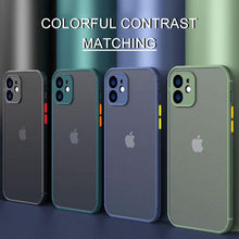 Load image into Gallery viewer, Luxury Shockproof Armor Case For iPhone 11 12 13 14 Pro Max Mini X XR XS Soft Silicone Bumper Clear Hard Cover Shockproof Soft Flat Side Bumper Translucent Hard Back Slim Phone Case