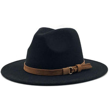 Load image into Gallery viewer, New Adjustable Unisex Wool Fedora Hat Luxury Wide Brim Fedora Floppy Hat Gentleman Elegant Winter Autumn Wide Comfortable Soft Hat Outdoor Wide Brim Hat With Strap