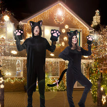 Load image into Gallery viewer, 5Pcs Sets Cat Paw Gloves Winter Cute Cartoon Girl Open Finger Gloves Bell Headband Fox Cat Ear Headwear