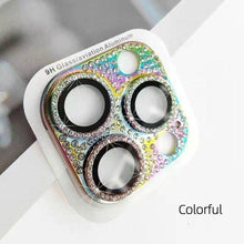 Load image into Gallery viewer, Camera Protector For iPhone 14Pro 14 13 12 Pro 11 Max Bling Glitter Diamond Metal Lens Glass Film 13Pro 14Plus 14 14ProMax Ring Shiny Diamond Metal Cover Glass Lens Protector Accessories