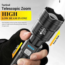 Load image into Gallery viewer, High Strong Power Led Flashlights 2000LM Tactical Torch with Display Light USB Charging Camping Fishing Emergency Zoom Lantern