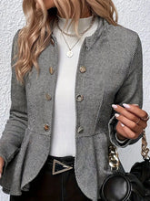 Load image into Gallery viewer, Women’s Plus-Size Solid Color Peplum Jacket – Casual Outerwear