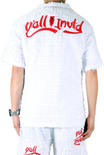 Load image into Gallery viewer, MARQUIS Men's ripped & repaired short sleeve button down shirt