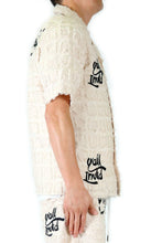 Load image into Gallery viewer, EARTH Men's ripped & repaired short sleeve button down shirt