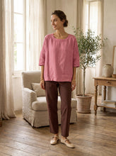 Load image into Gallery viewer, Linen Simple Button Fly Trousers HEIDI