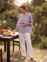 Load image into Gallery viewer, 100% Linen Boatneck 3/4 Length Sleeve Top AURORA